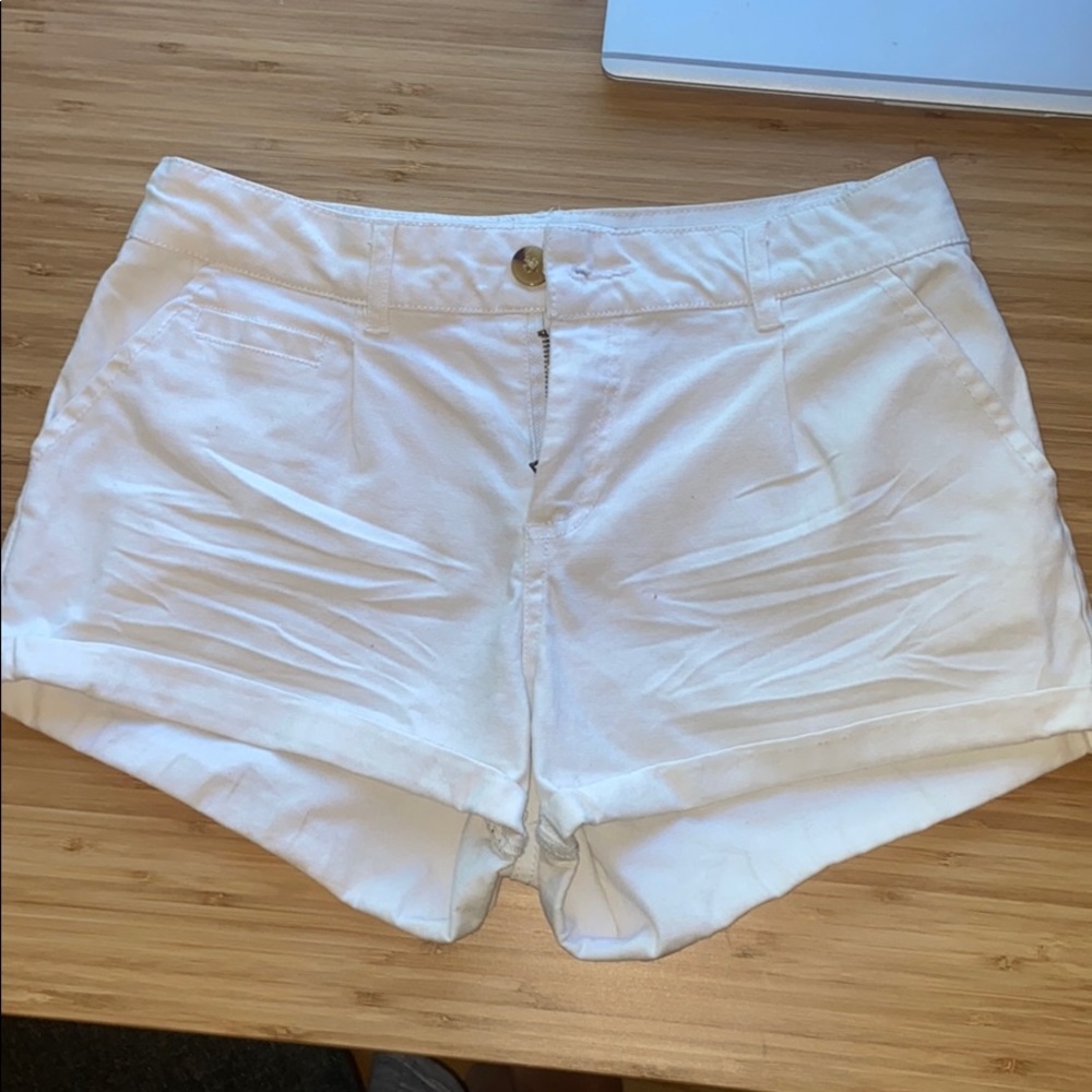 High Waisted White Jean Short